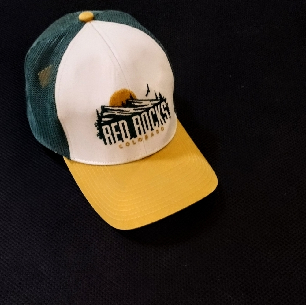 Red Rocks Knockout Cap - Red Rocks Colorado Green & Yellow Trucker Hat
